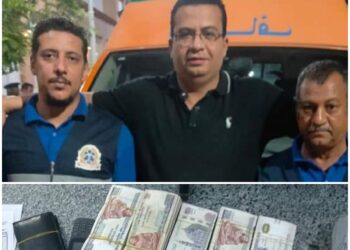 طاقم إسعاف بالاقصر يعيد نصف مليون امانه لمصاب في حادث سير  الصحراوي الغربي .