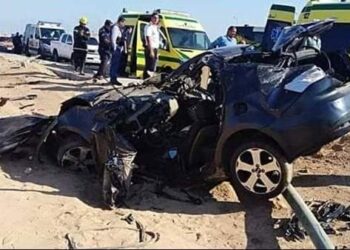 مصرع شخص وإصابة ٢ في انقلاب سيارة أعلى كوبرى الحبيل بالبياضية