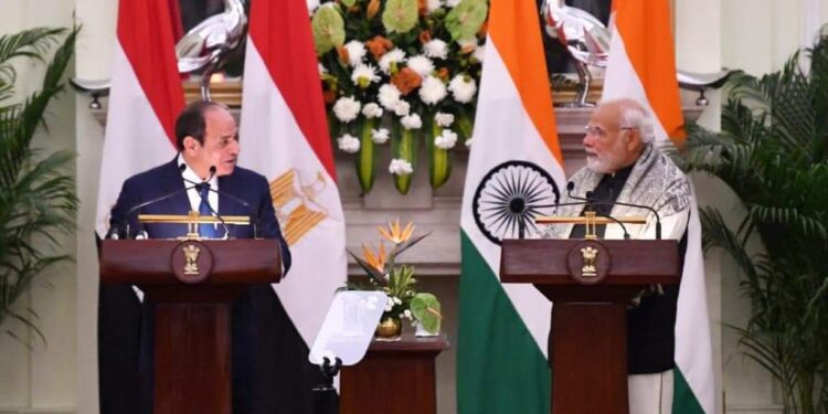 كلمة الرئيس السيسي خلال مؤتمر صحفي مشترك مع رئيس وزراء جمهورية الهند