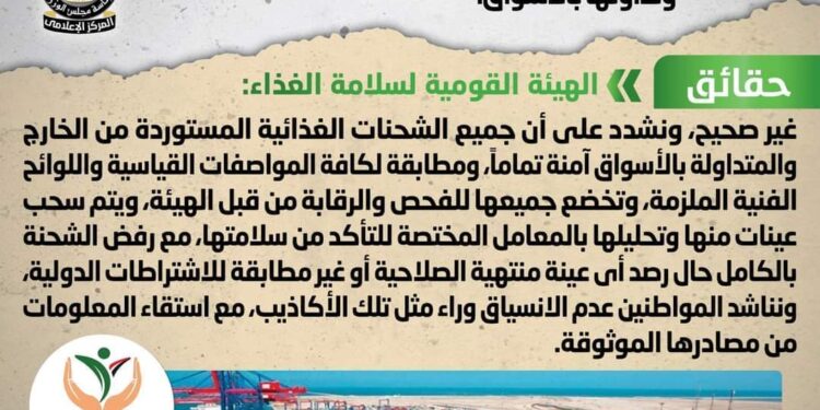 الحكومة تنفى «شائعة»الإفراج عن شحنات منتجات غذائية منتهية الصلاحية وتداولها بالأسواق