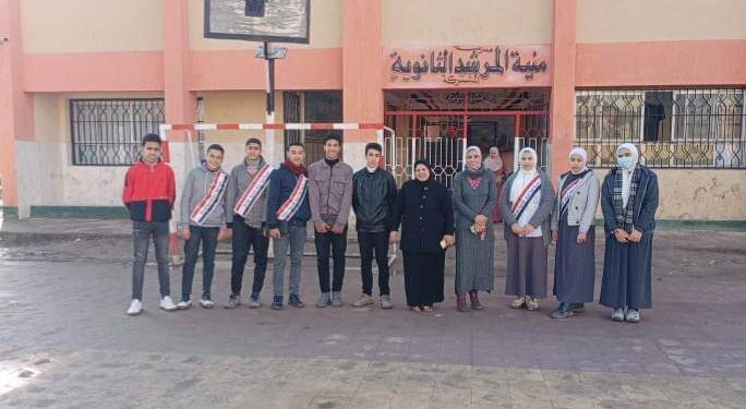 طلاب مدرسة منية المرشد الثانوية بمطوبس يطلقون حملة لمناهضة التدخين والإدمان