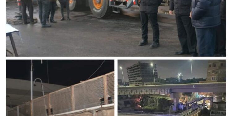 سقوط كوبرى مشاة “الثلاجة” على الطريق الزراعى دون خسائر بشرية