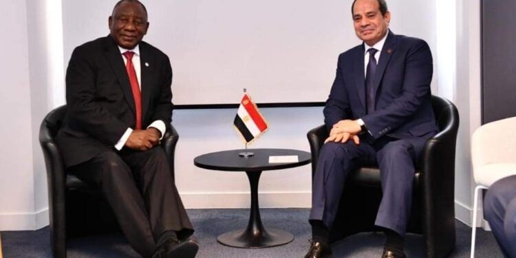 السيسى يلتقى مع الرئيس الجنوب أفريقي سيريل رامافوزا
