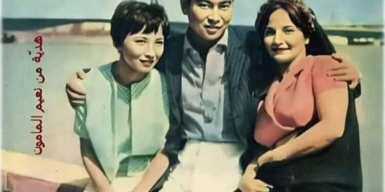 شادية مع ممثل ياباني اسمه يوجيرو اشيهارا و ممثلة يابانية اسمها ايزومي اشيكاوا …