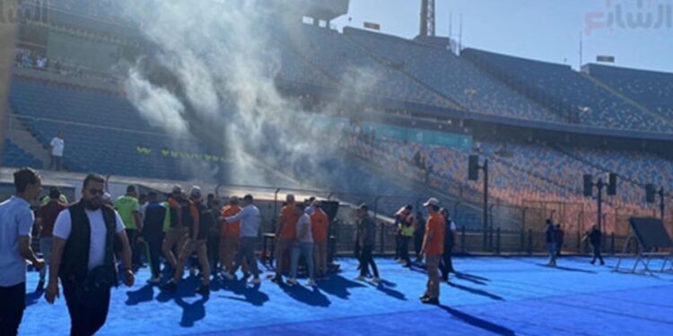 حريق محدود فى أرضية استاد القاهرة قبل القمة 126 ..