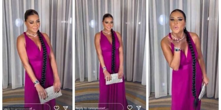 رانيا يوسف بضفيرة شعر مستعارة في مهرجان القاهرة للدراما