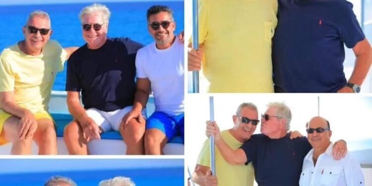 محمود حميدة ينشر صور مع حسين فهمي وهاني سلامة في البحر 