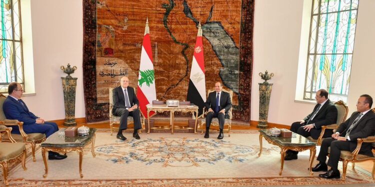 الرئيس السيسي يستقبل رئيس الحكومة اللبنانية