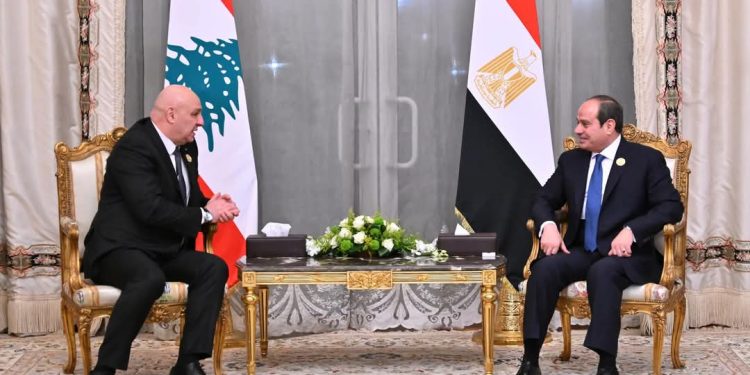 السيسي يلتقى بالرئيس اللبناني “جوزاف عون”، …