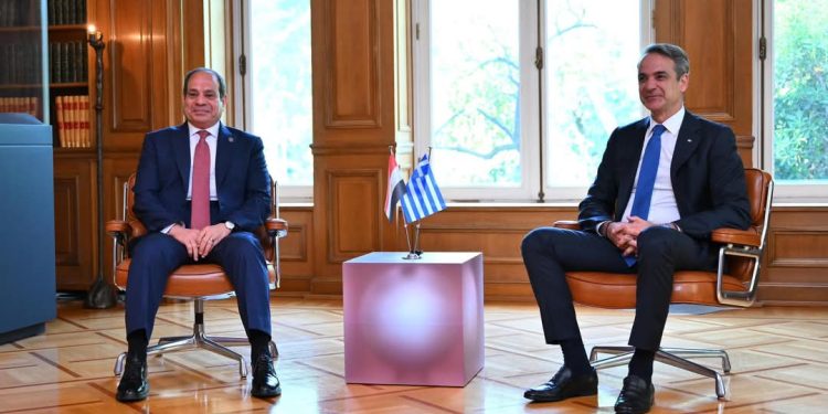 السيسى يلتقى برئيس الوزراء اليوناني السيد كيرياكوس ميتسوتاكيس