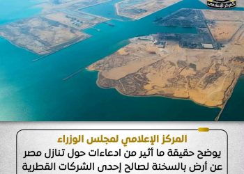 مجلس الوزراء يوضح حقيقة ما أثير من ادعاءات حول تنازل مصر عن أرض بالسخنة لصالح قطر