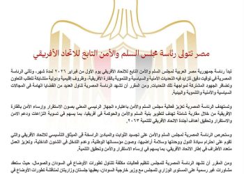 مصر تتولى رئاسة مجلس السلم والأمن التابع للاتحاد الأفريقي