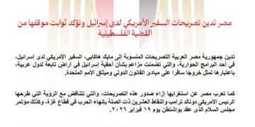 مصر تدين تصريحات السفير الأمريكي بإسرائيل