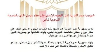 مصر تدين الهجوم الإرهابي على مطار ديوري حماني بالعاصمة النيجرية نيامي