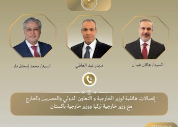 وزير الخارجية يبحث مع نظيريه الباكستاني والتركي التطورات الإقليمية 